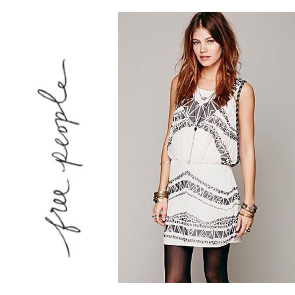 NWT Free People Chiffon Mini Dress with Beading